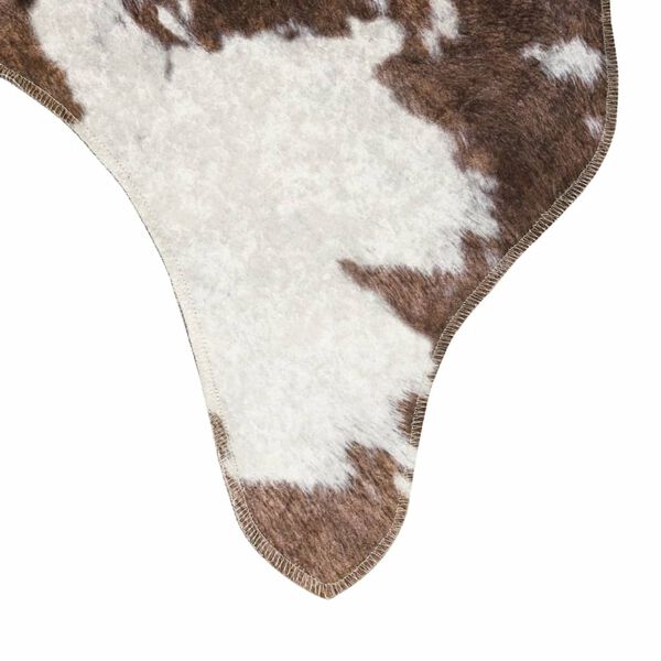 vidaXL Tapis marron et blanc motif vache lavable antid&eacute;rapant