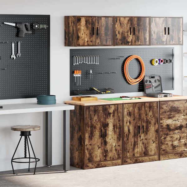 vidaXL Armoires de garage 2 pcs ch&ecirc;ne fum&eacute; bois d'ing&eacute;nierie
