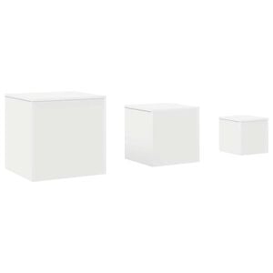 vidaXL Tables d'appoint 3 pi&egrave;ces en bois d'ing&eacute;nierie blanc