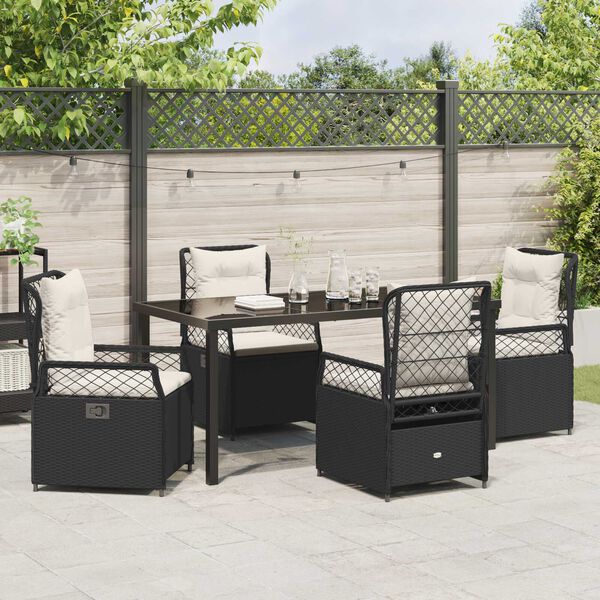 vidaXL Ensemble de salle &agrave; manger pour jardin 5 pcs Noir polyrotin