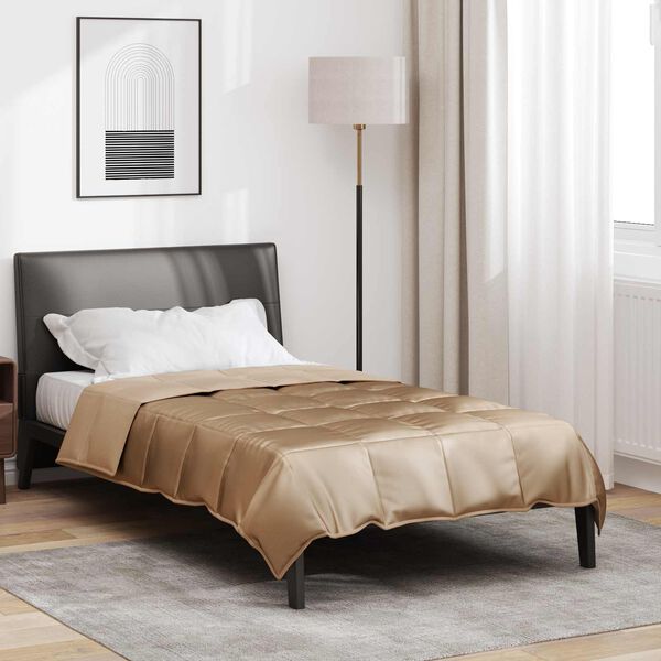 vidaXL Duvet d'&eacute;t&eacute; simple Dor&eacute; 135 x 220 cm Satin et Microfibre