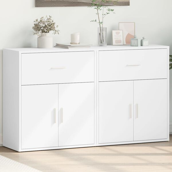 vidaXL Buffets 2 pcs blanc 60x31x70 cm bois d'ing&eacute;nierie