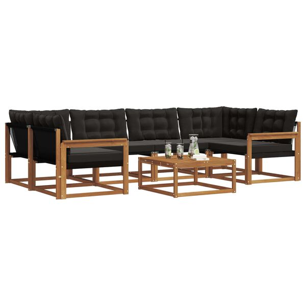 vidaXL Ensemble de canap&eacute;s d'ext&eacute;rieur 7 pcs Naturel et Noir