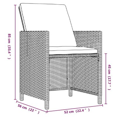 vidaXL Ensemble à manger de jardin et coussins 9 pcs Poly rotin Marron