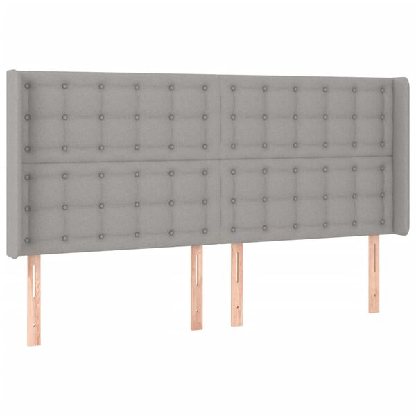 vidaXL T&ecirc;te de lit &agrave; LED Gris clair 203x16x118/128 cm Tissu