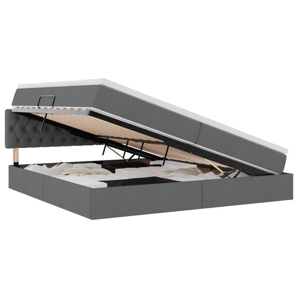 vidaXL Lit avec rangement et matelas Gris fonc&eacute; 200 x 200 cm