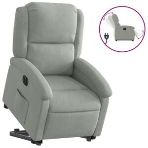 vidaXL Fauteuil inclinable &eacute;lectrique gris clair velours