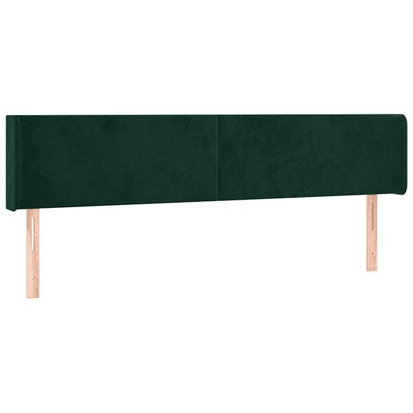vidaXL T&ecirc;te de lit avec oreilles Vert fonc&eacute; 183x16x78/88 cm Velours
