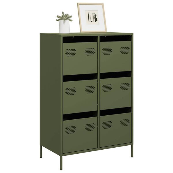 vidaXL Buffet haut vert olive 68x39x101,5 cm acier
