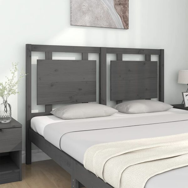 vidaXL T&ecirc;te de lit Gris 145,5x4x100 cm Bois massif de pin