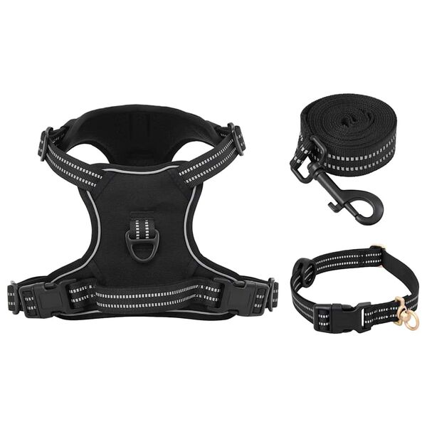 vidaXL Harnais pour chien avec laisse et collier réglables noir XL