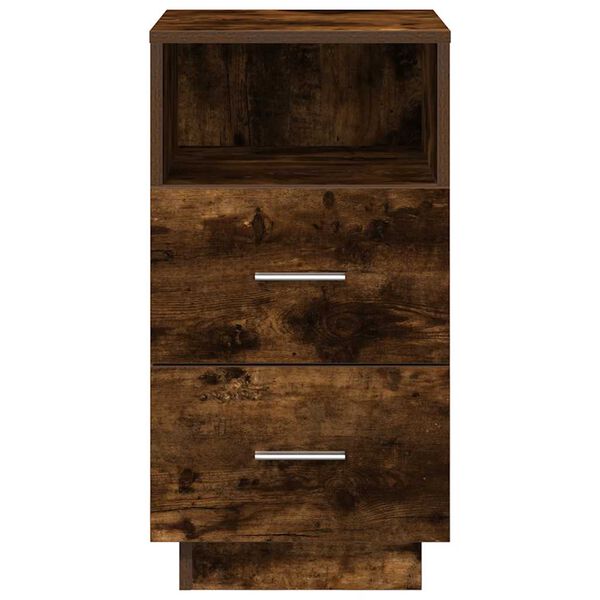 vidaXL Table de chevet avec 2 tiroirs ch&ecirc;ne fum&eacute; 36x36x68 cm
