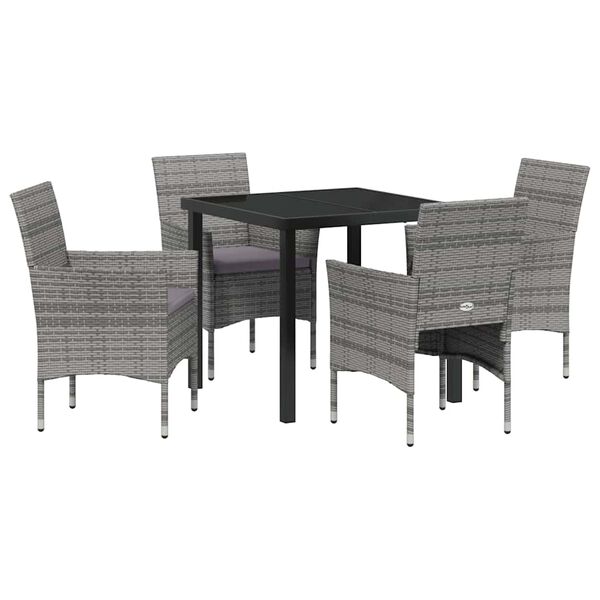 vidaXL Ensemble de salle &agrave; manger pour jardin 5 pcs Gris polyrotin