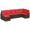 vidaXL Ensemble de Canap&eacute;s 7 pcs Marron et rouge polyrotin