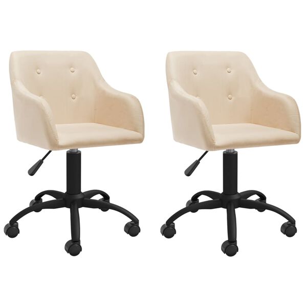vidaXL Chaises pivotantes &agrave; manger lot de 2 Cr&egrave;me Tissu