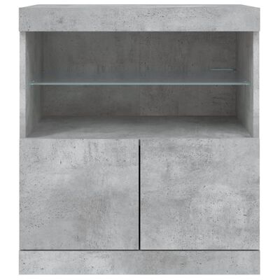 vidaXL Buffet avec lumières LED gris béton 60x37x67 cm