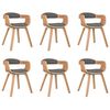 vidaXL Chaise &agrave; manger lot de 6 gris clair bois courb&eacute; et tissu