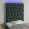 vidaXL T&ecirc;te de lit &agrave; LED Vert fonc&eacute; 80x7x118/128 cm Velours