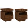 vidaXL Armoires de chevet avec lumi&egrave;res LED 2 pcs ch&ecirc;ne marron