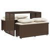 vidaXL Ensemble &agrave; manger de jardin 3 pcs et coussins marron poly rotin