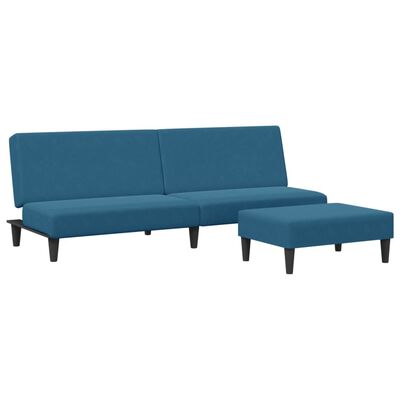 vidaXL Canapé-lit à 2 places avec repose-pied bleu velours