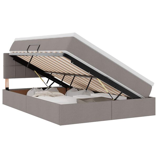 vidaXL Lit avec rangement et matelas avec matelas Taupe 120 x 200 cm