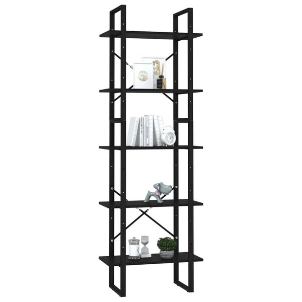 vidaXL Biblioth&egrave;que &agrave; 5 niveaux Noir 60x30x175 cm Bois ing&eacute;nierie