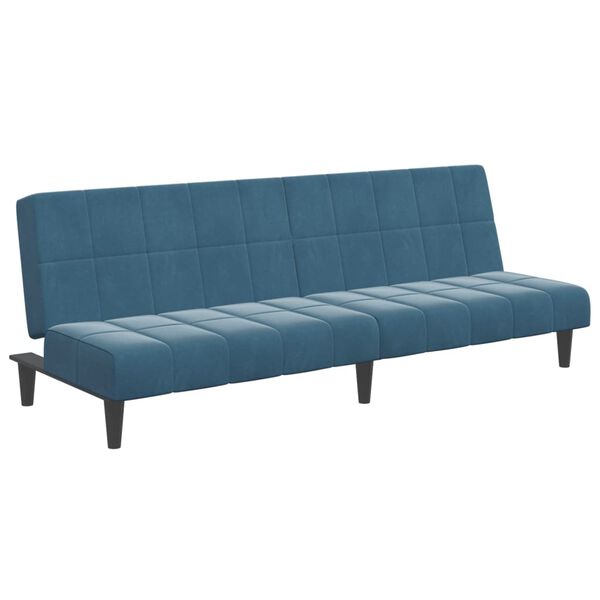 vidaXL Canap&eacute;-lit &agrave; 2 places avec repose-pied bleu velours