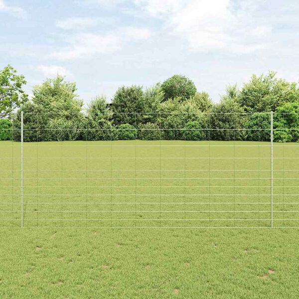 vidaXL Cl&ocirc;ture avec poteau Argent&eacute; 1,4 x 25 m Acier