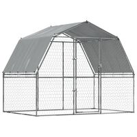vidaXL Cages pour chiens 2 pcs toit et porte argenté acier galvanisé