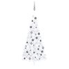 vidaXL Demi-arbre de No&euml;l artificiel pr&eacute;-&eacute;clair&eacute; et boules blanc 240cm