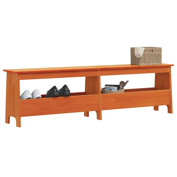 vidaXL Banc d'entr&eacute;e cire marron 160x28x45 cm bois de pin massif