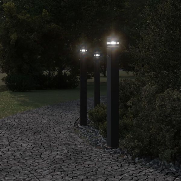 vidaXL Lampadaire d'extérieur avec capteur noir 110 cm aluminium