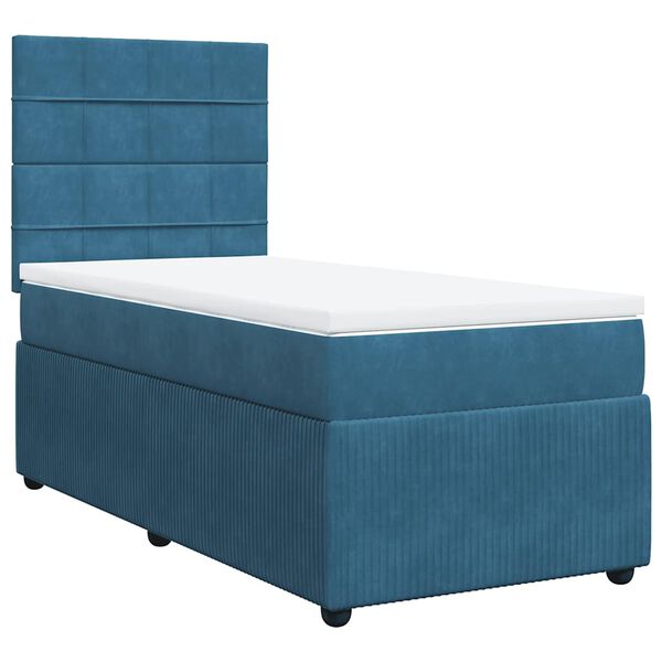 vidaXL Sommier &agrave; lattes de lit et matelas Bleu fonc&eacute; 80x200 cm Velours