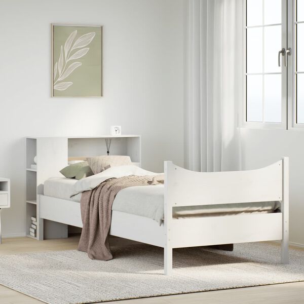 vidaXL Cadre de lit sans matelas blanc 90x200 cm bois de pin massif