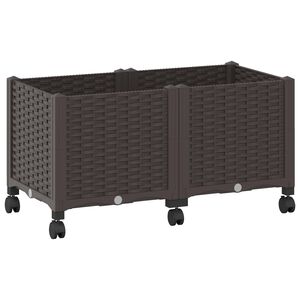 vidaXL Jardini&egrave;re avec Roues Marron 80 x 40 x 44 cm PP