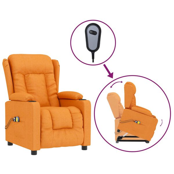 vidaXL Fauteuil de massage Jaune foncé Tissu