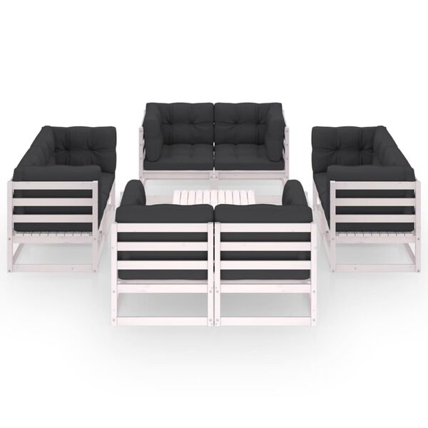 vidaXL Salon de jardin 9 pcs avec coussins Bois de pin massif