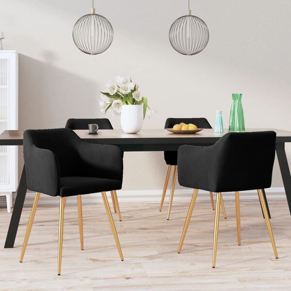 vidaXL Chaises &agrave; manger lot de 4 Noir Velours