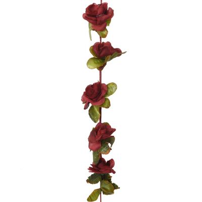 vidaXL Guirlandes de fleurs de Noël 6 pcs rouge bordeaux 250 cm