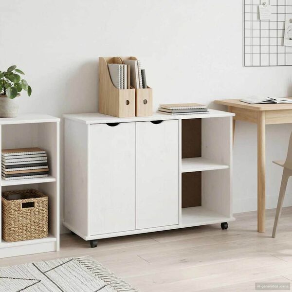 vidaXL Cabinet roulant Blanc 100 x 39 x 65,5 cm Bois de Pin Massif