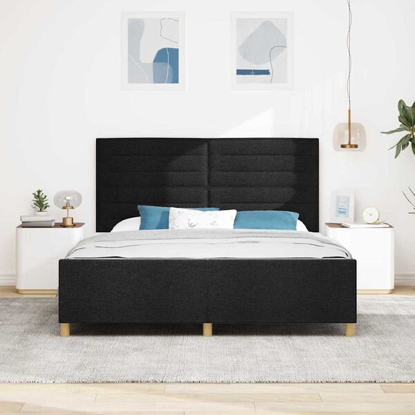 vidaXL Cadre de lit avec t&ecirc;te de lit Noir 180 x 200 cm tissu