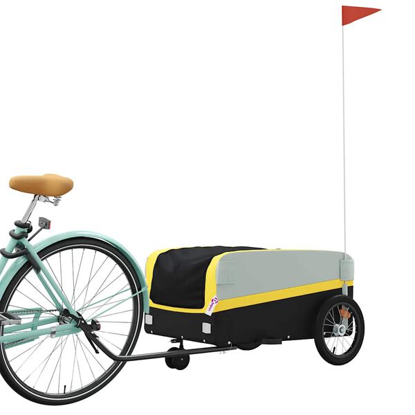 vidaXL Remorque de v&eacute;lo noir et jaune 45 kg fer