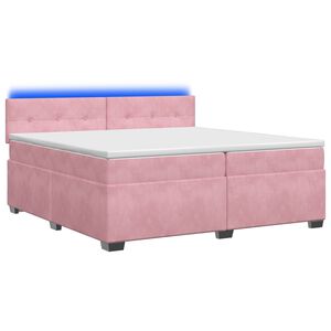 vidaXL Lit de box spring avec matelas et LED Rose 200 x 200 cm Velours