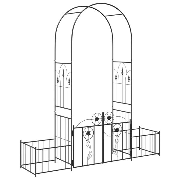 vidaXL Arche de jardin avec verrouillage Noir 203 x 50 x 218 cm