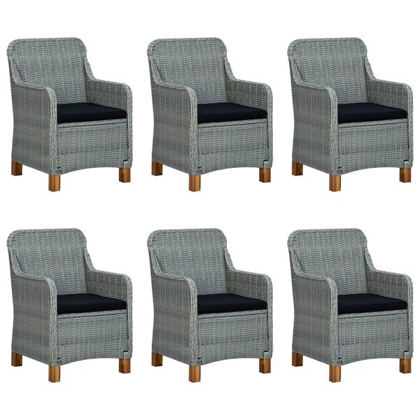 vidaXL Ensemble &agrave; manger d'ext&eacute;rieur et coussins 7 pcs r&eacute;sine tress&eacute;e