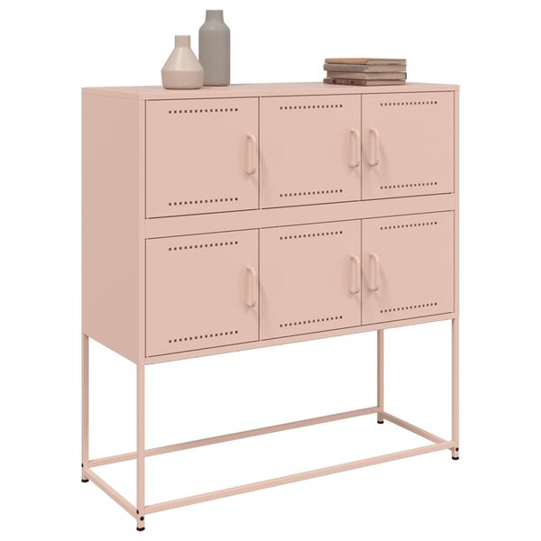vidaXL Buffet rose 100,5x39x107 cm acier