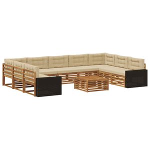 vidaXL Ensemble de canap&eacute;s d'ext&eacute;rieur 10 pc Naturel et Beige