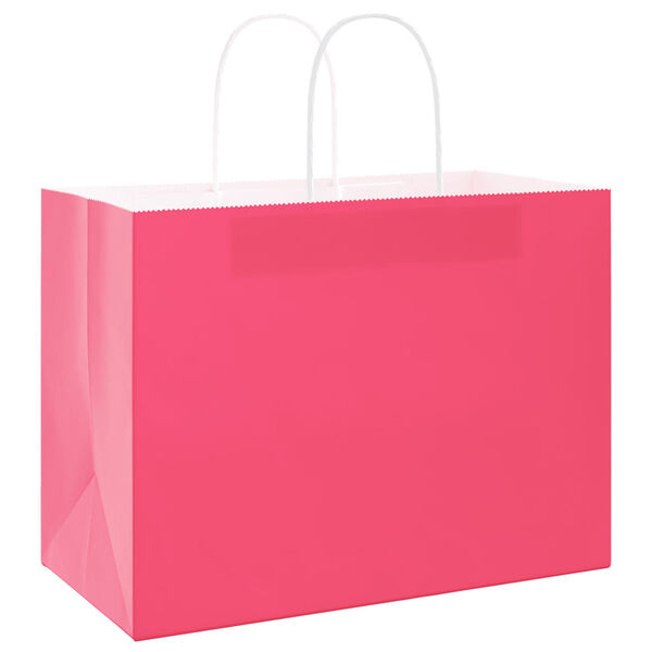 vidaXL Sacs en papier 50 pcs avec poign&eacute;es rose 32x17x25 cm