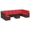 vidaXL Ensemble de canap&eacute; de jardin 11 pcs Marron et rouge polyrotin